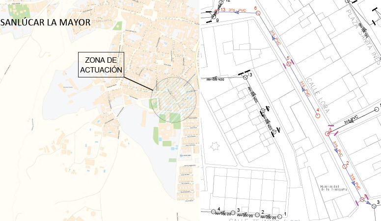 Mejora de la Infraestructura Hidráulica de saneamiento en la calle Lora en el municipio de Sanlúcar La Mayor (Sevilla).